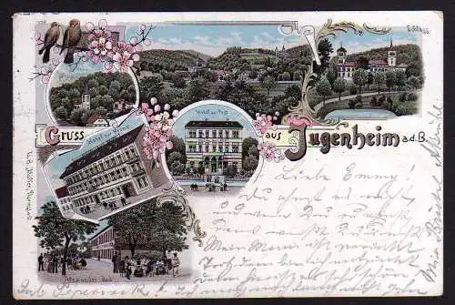 79133 AK Jugenheim an der Bergstraße Litho 1897 Hotel zur Post Alexander Bad
