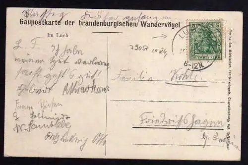 79057 AK Lubolz Luch Gaupostkarte brandenburgische Wandervögel 1913