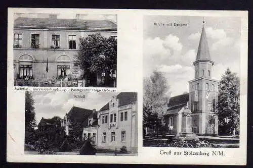 79389 AK Stolzenberg Neumark Postagentur Kirche um 1910 Materialwarenhandlung