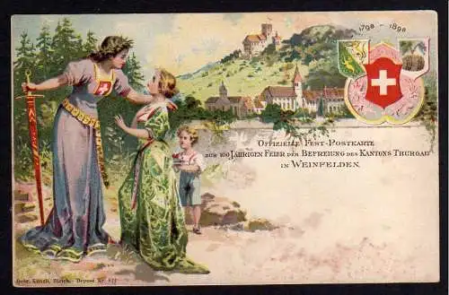 75144 AK Thurgau 1898 Festpostkarte Befreiung Weinfelden
