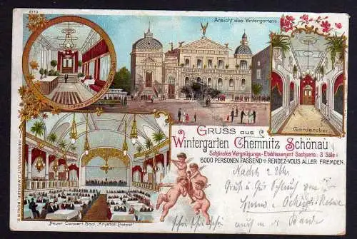 75762 AK Chemnitz Schönau Gasthaus Etablissemant Wintergarten 1897