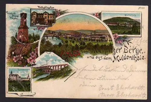 75728 AK Litho Rochlitzer Berg Muldental Rochsburg Göhrener Brücke 1901