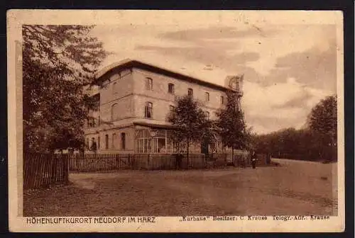 75379 AK Neudorf Harzgerode Kurhaus Besitzer C. Krause 1918