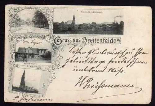 73479 AK Breitenfelde Lauenburg 1900 Kaiserl. Postagentur Lirche