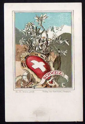 73867 AK Wappen Litho Schweiz um 1900 Verlag Paul Kohl Chemnitz No. 10