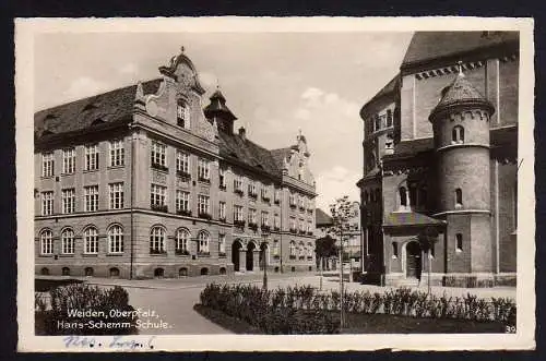 73831 AK Weiden Oberpfalz Hans Schemm Schule 1942 Feldpost