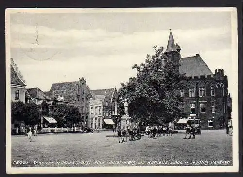 73886 AK Kalkar Markt A. Hittler Platz Linde Seylitz Denkmal 1939