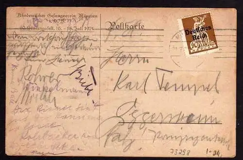 73298 AK Akademischer Gesangsverein München 60. Stiftungsfest 1921 Studentika