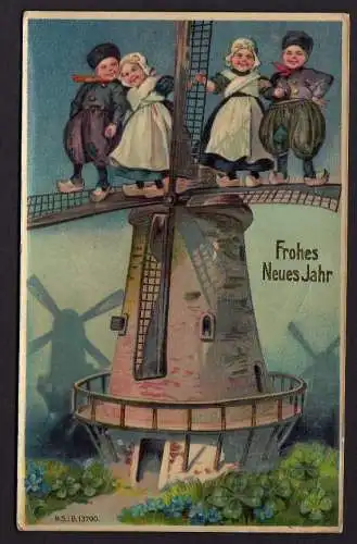 65438 AK Windmühle Mole Galerieholländer Neujahr 1909