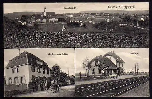 65657 AK Ringsheim Bahnhof 1915 Gasthaus zum Ochsen