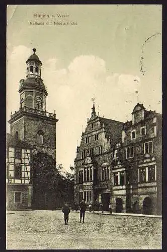 61274 AK Rinteln an der Weser Rathaus  mit Nicolaikirche 1912