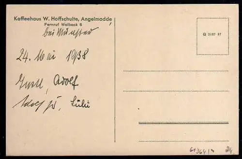 61364 AK Angelmodde Münster 1938 Kaffeehaus W. Hoffschulte