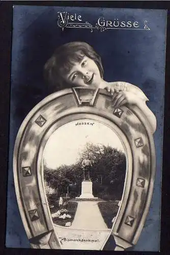 60375 AK Nossen Bismarckdenkmal Hufeisen Kind  1906