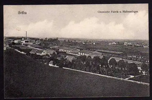 52866 AK Gröba Riesa 1911 Chemische Fabrik Hafenanlagen