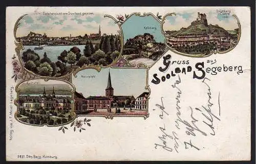 60040 AK Bad Segeberg Litho 1898 Marktplatz Kurhotel Kalkberg