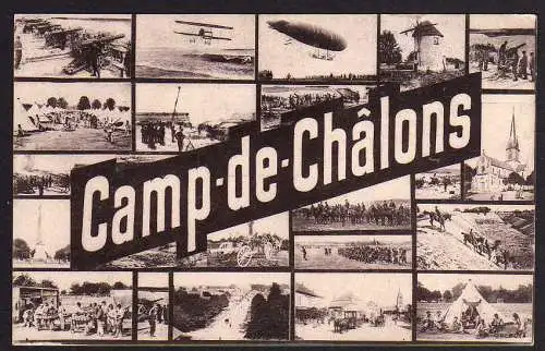 52718 AK Camp de Chalon in Mourmelon-le-Grand Militär Flugzeug Zeppelin