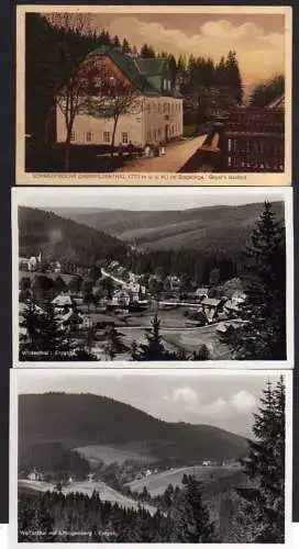 52804 3 AK Sommerfrische Oberwildenthal Erzgebirge 1924 Geyers Gasthof 1935