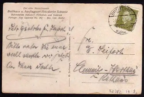 52782 AK Ausflugslokal Hetzdorfer Schweiz Breitenau Hetzdorf Dlöhatal 1932