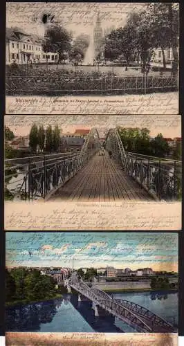 52855 3 AK Weißenfels Brücke 1903 Neustadt Krieger Denkmal Feuerwehrturm