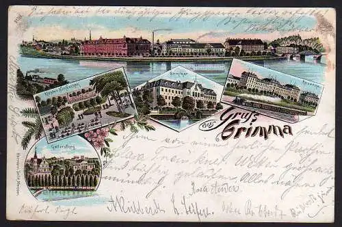 52827 AK Grimma Litho 1904 Kloster Nimbschen Seminar Kaserne Gattersburg