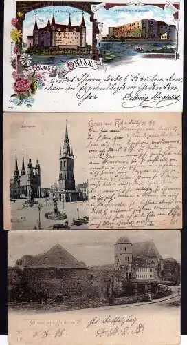 60029 3 AK Halle 1898 1899 Moritzburg Litho Markt  gelaufen