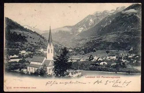 49995 AK Landeck Tirol mit Parseiersgruppe Kirche 1904