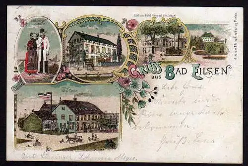 48344 AK Bad Eilsen Litho 1904 Hotel Rinne Bückeburger Landestracht Arensburg