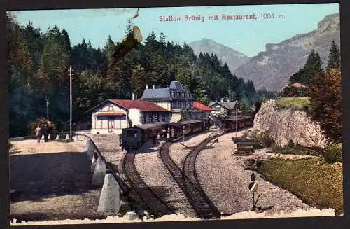 40463 AK Station Bahnhof Brüning mit Restaurant um 1920