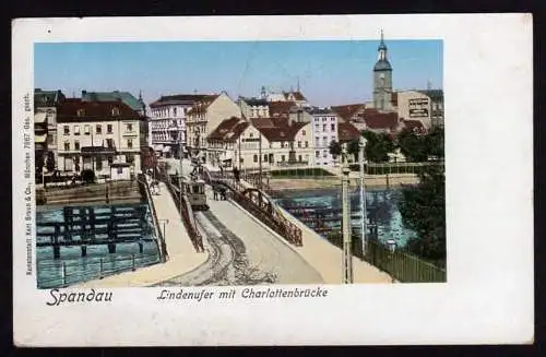 40812 AK Spandau Lindenufer mit Charlottenbrücke um 1900