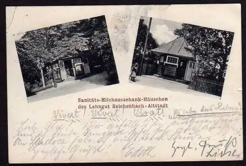 40570 AK Reichenbach Schlesien 1920 Sanitäts Milchausschank Häuschen