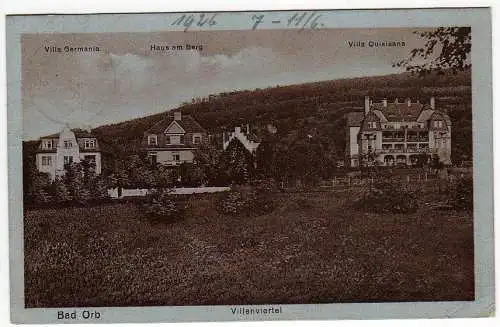39592 AK Bad Orb 1926 Villenvirtel Villa Germania Haus am Berg Quisisana