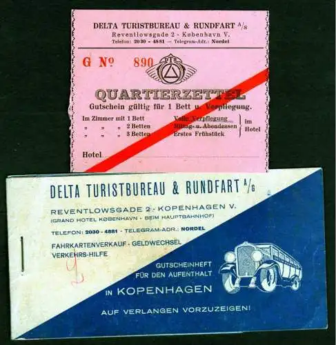 39936 Kopenhagen Gutscheinheft Delta Turistbureau  & Rundfahrt AG um 1920