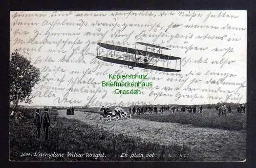 124105 AK Flugzeug Doppeldecker L´aeroplane Wilbur Wright 1919  Menilmontant