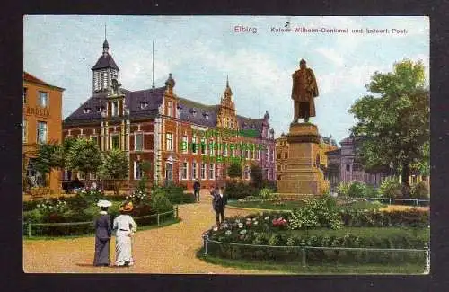 129005 AK Elbing Elblag Kaiser Wilhelm Denkmal 1916 Post Hotel Stadt Berlin