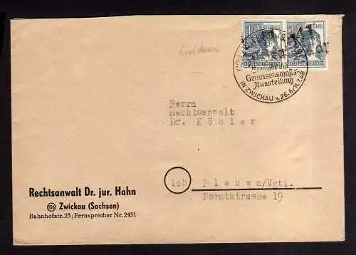 h1319 Brief Handstempel Bezirk 41 Zwickau 7.7.48 Rechtsanwalt SST Genossenschaft