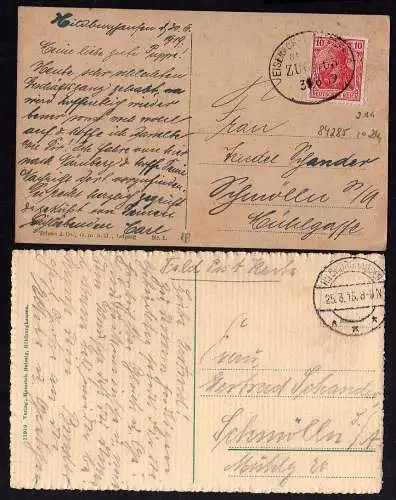 84285 2 AK Hildburghausen Hirschplatz 1919 Bahnpost 1915