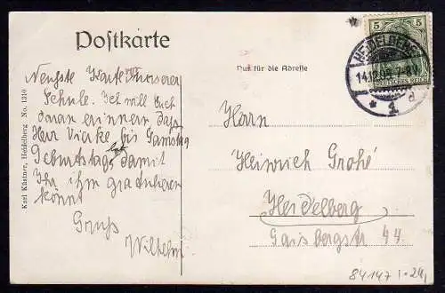 84147 AK Neuenheim Heidelberg Studentika Pädagogium 1905