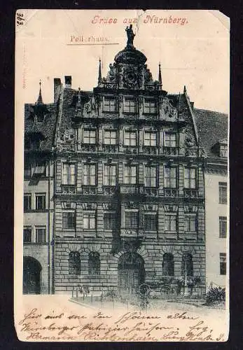 84965 AK Nürnberg  Pellerhaus Vollbild 1908 Marke mit Anhänger aus MHB