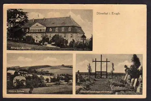 83277 AK Dörnthal Erzg. Rittergut Schule Friedhof 1944