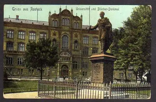 83345 AK Rostock Universität Blücher Denkmal 1909