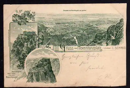 82035 AK Hexentanzplatz 1904 Federlitho Bismarck Felsen