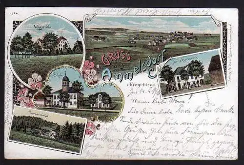82061 AK Ammelsdorf Körnermühle Horns Restaurant Litho um 1900 Schule
