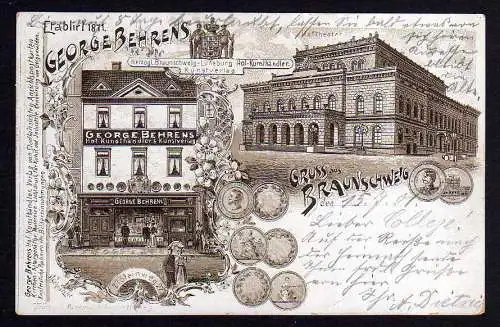 81022 AK Braunschweig 1901 Behrens Hof Kunsthändler Kunstverlag Hoftheater