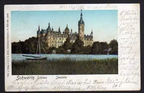 80904 AK Schwerin Schloss Seeseite 1902 Bahnpost