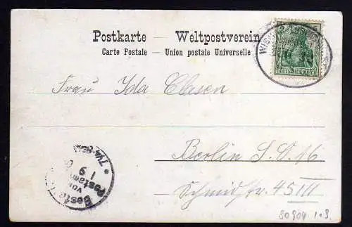 80904 AK Schwerin Schloss Seeseite 1902 Bahnpost