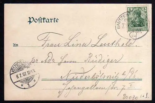 80030 AK Großpostwitz 1907 Spree Kirche Bahnpost