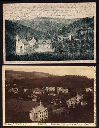 80365 Ansichtskarte Johannisbad Riesengebirge Kath. Kirche 1926 Villen
