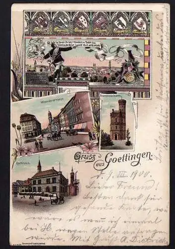 80400 AK Göttingen Weenderstrasse Bismarckturm Rathaus 1900