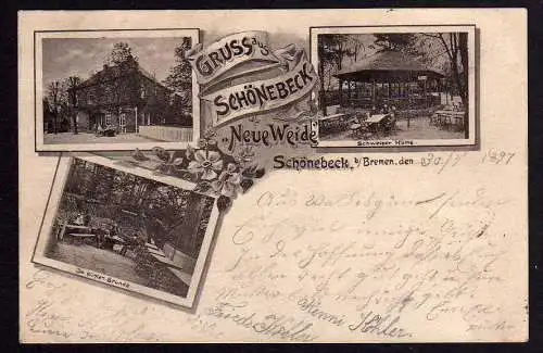 80348 AK Bremen Schönebeck 1897 Restaurant Neue Weide Biergarten Schweizer Hütt