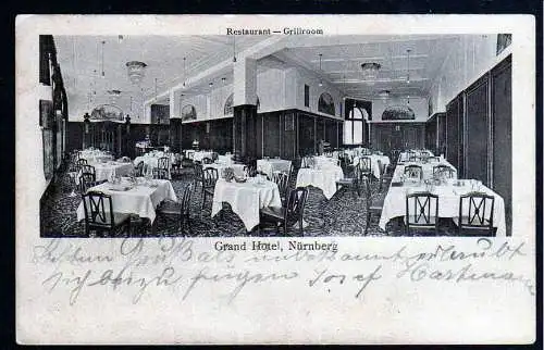 72090 AK Grand Hotel Nürnberg Restaurant Grillroom 1913